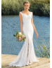 Ivory Satin Minimalist Wedding Dress With Lace Insert